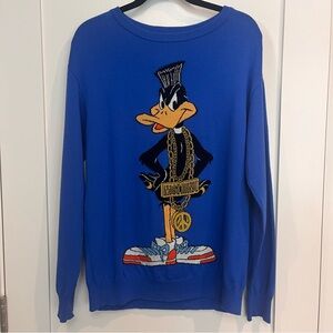 Coutore! Moschino Blue Cartoon Graphic Crewneck Sweater